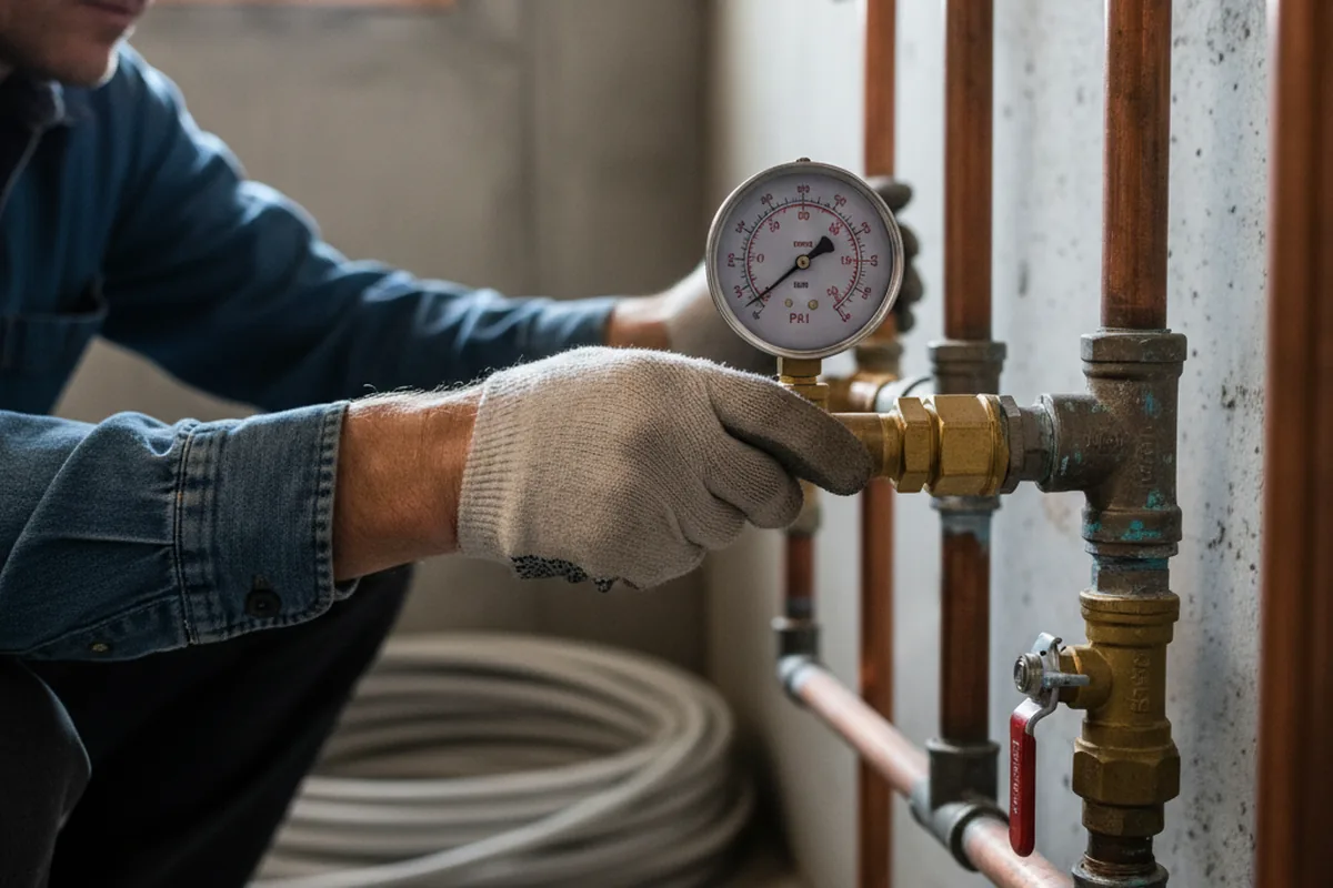 Pressure testing a repaired line during Water Line Repair in Holderness
